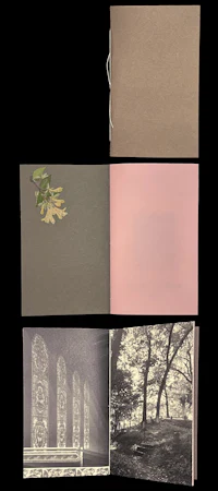 a book with a photo of a tree and a leaf