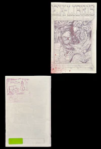 two pieces of paper with the word 'exhibits' written on them